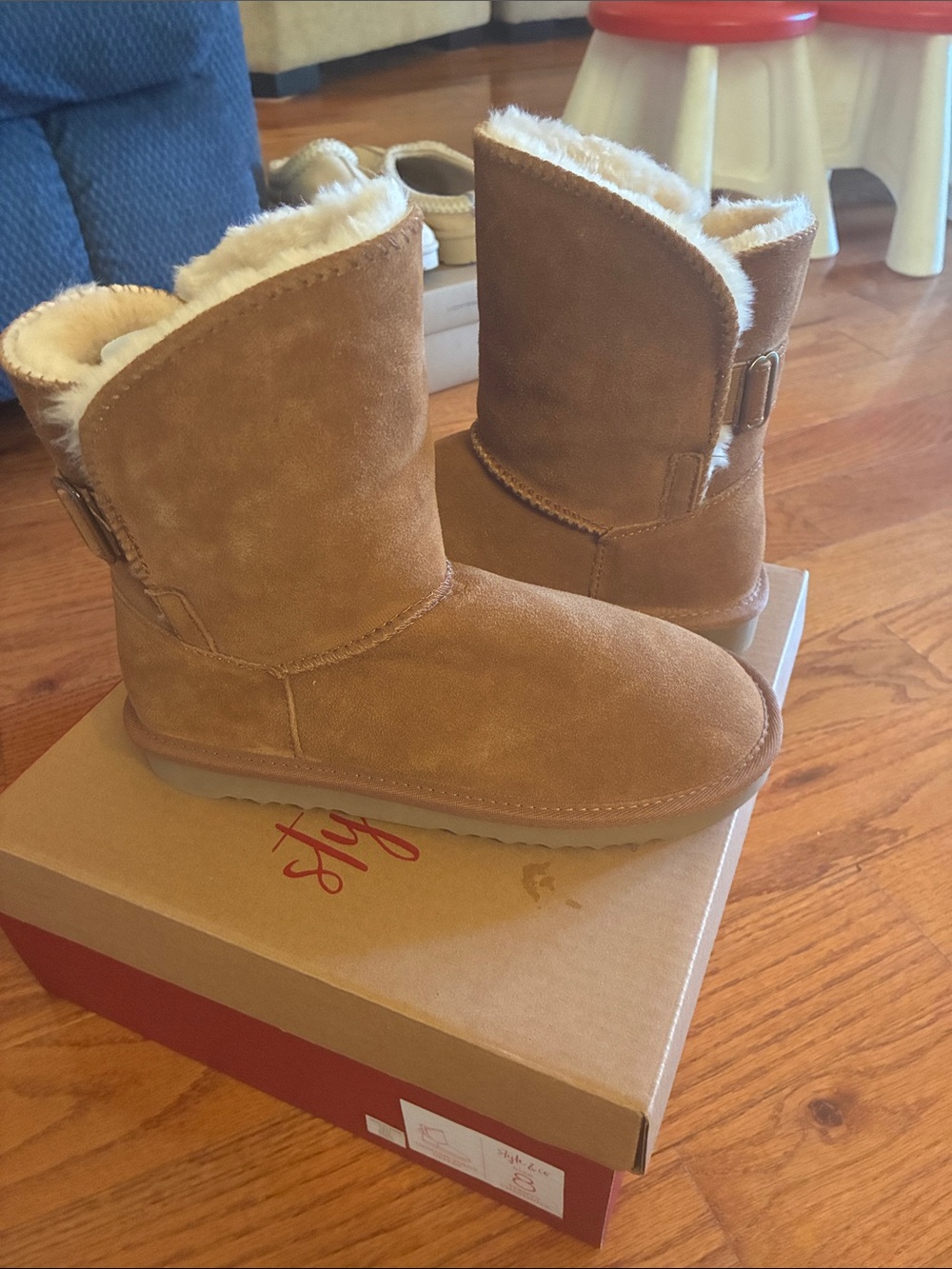 UGG Chestnut Suede Short Shearling Boots